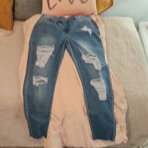 Distressed Blue Jeans
